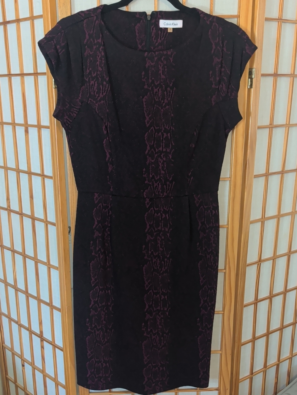 Calvin Klein Black and Plum Sheath Dress